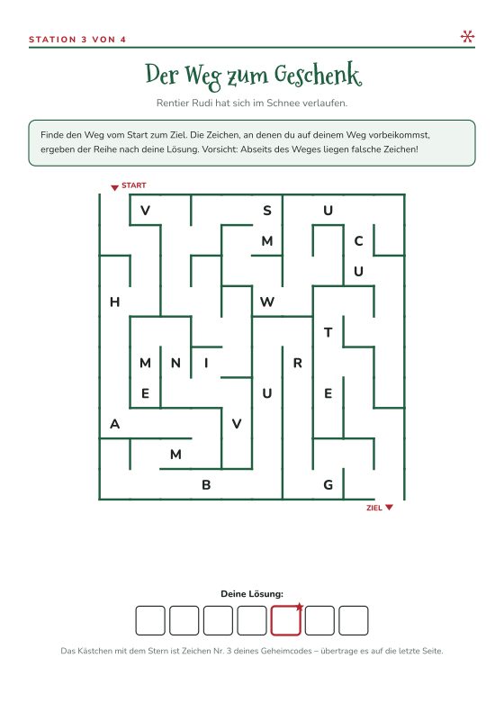 Beispiel-Station: Labyrinth mit Buchstaben auf dem Weg